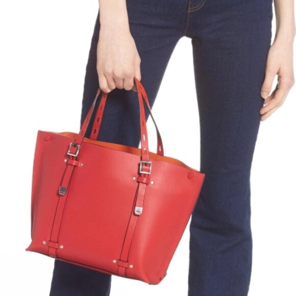 RAG AND BONE FIELD TOTE BAG RED - Picture 1 of 9